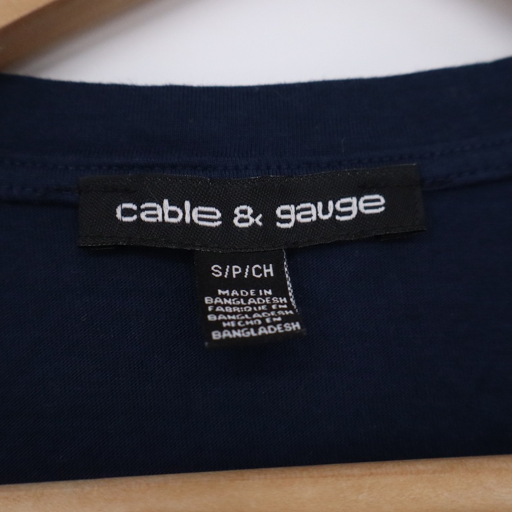 Cable & Gauge Navy Blue Pima Cotton Modal High Low Hem Short Sleeve Tee S - Picture 2 of 5